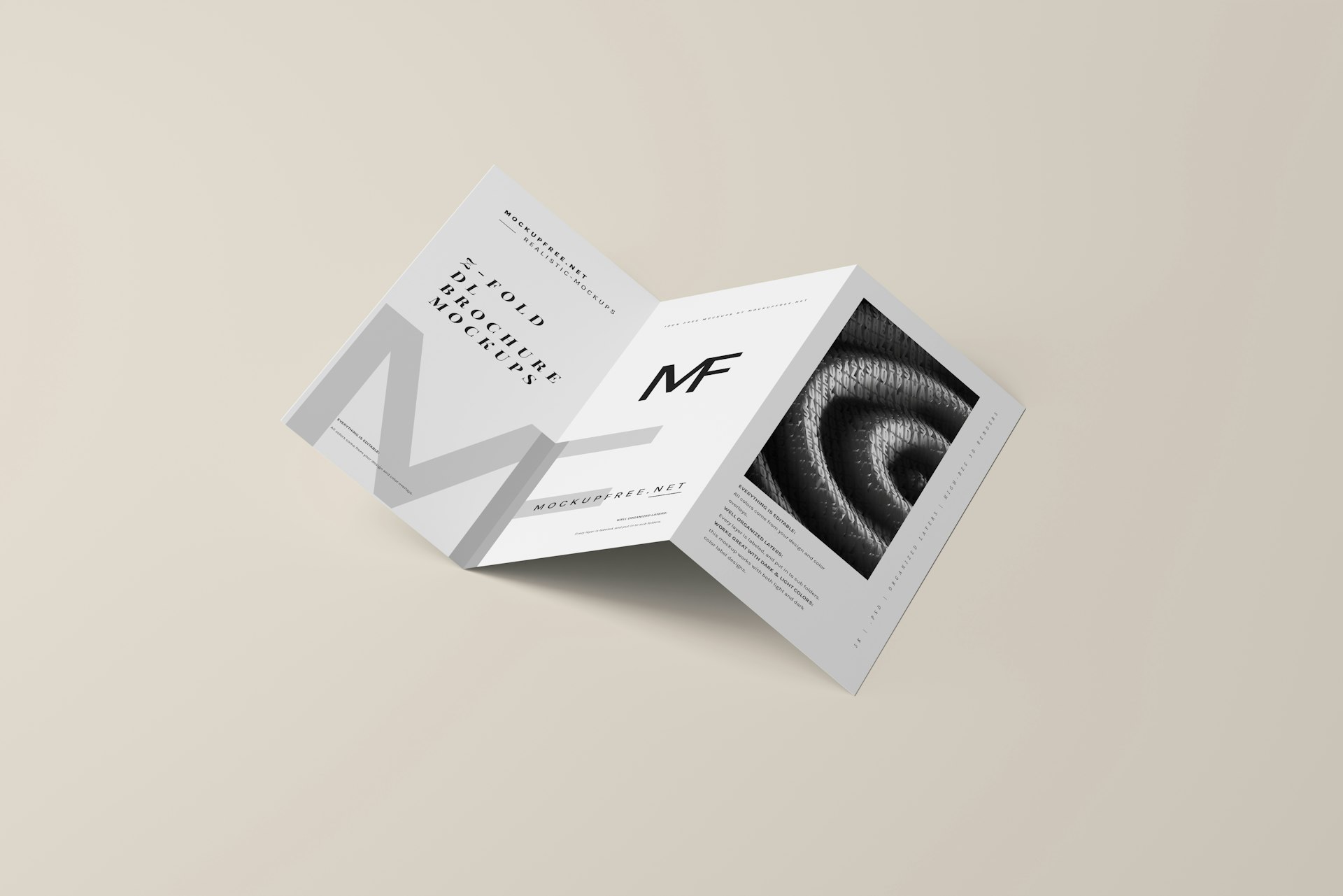 a folded brochure with a black and white image